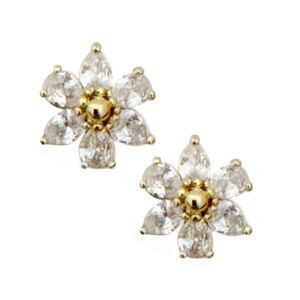 KATE SPADE • Gold Crystal Clear First Bloom Flower Earrings